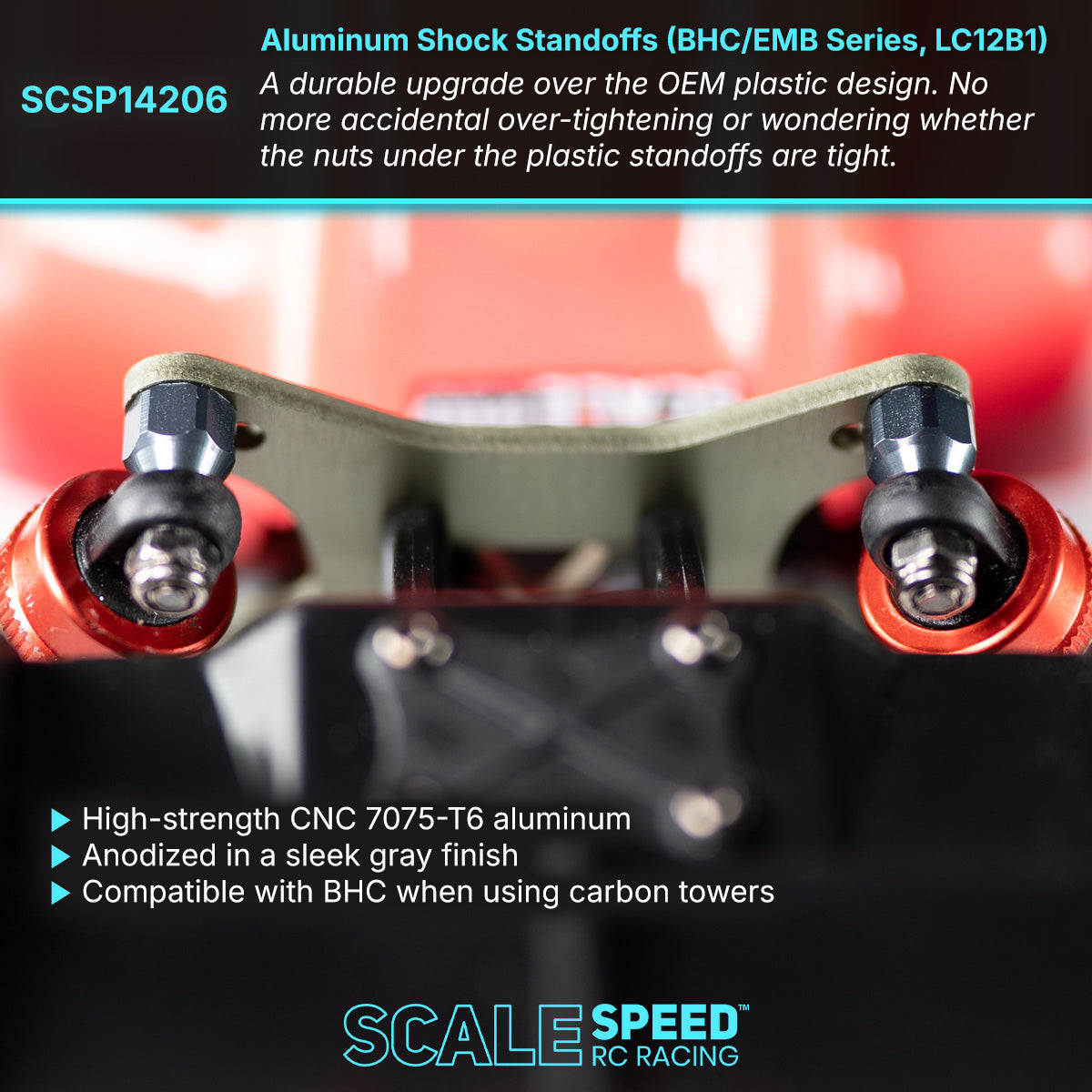 7075 Aluminum Shock Standoff Set (LC Racing BHC/EMB Series, LC12B1)