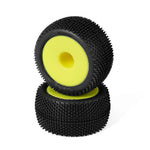L5077 BHC-1ST Rear Wheels/Tires, Carpet, Pre-Mounted, Yellow, White Compound (2pcs)