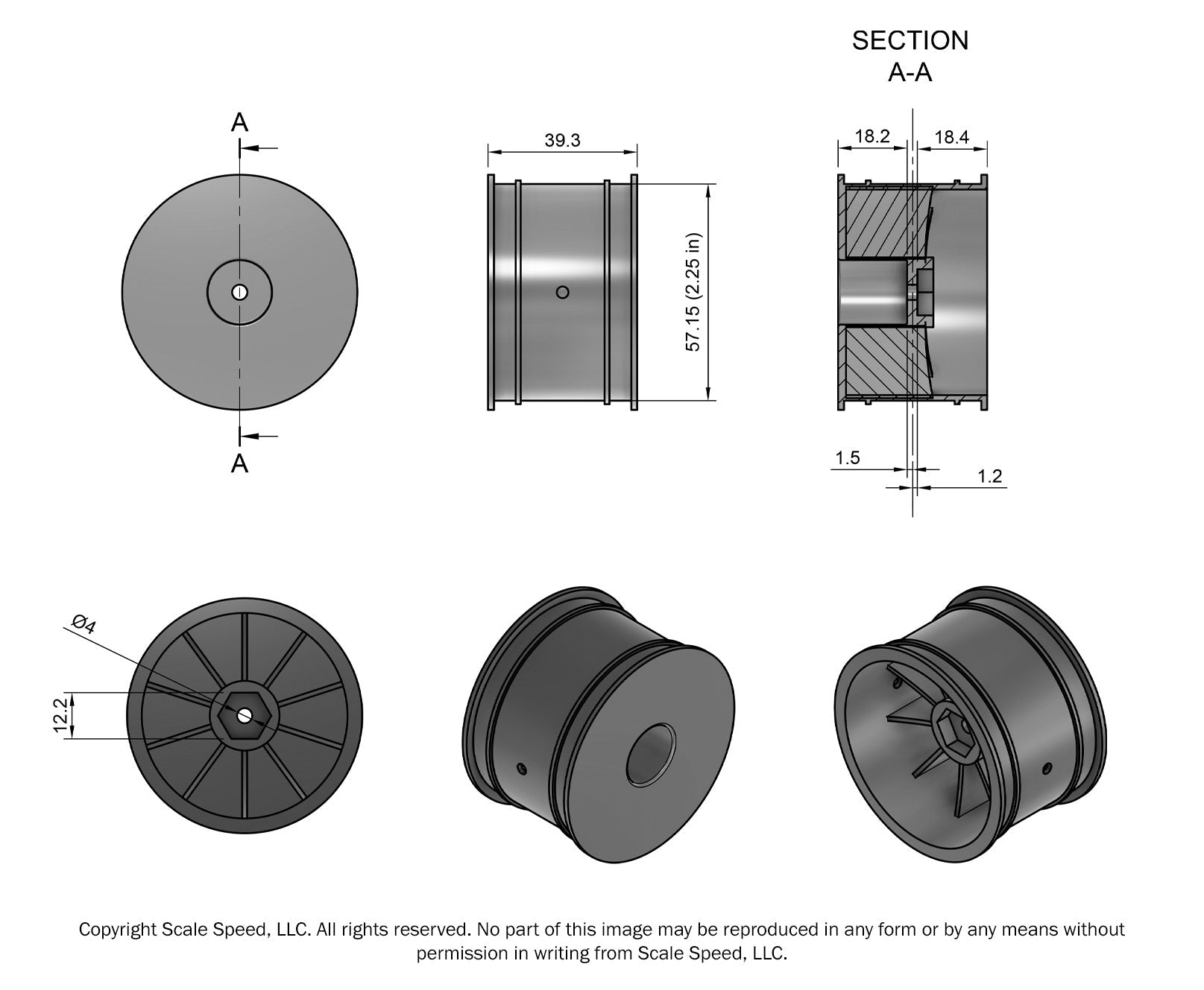 L6150 EMB Truggy Wheel, White (2pcs)
