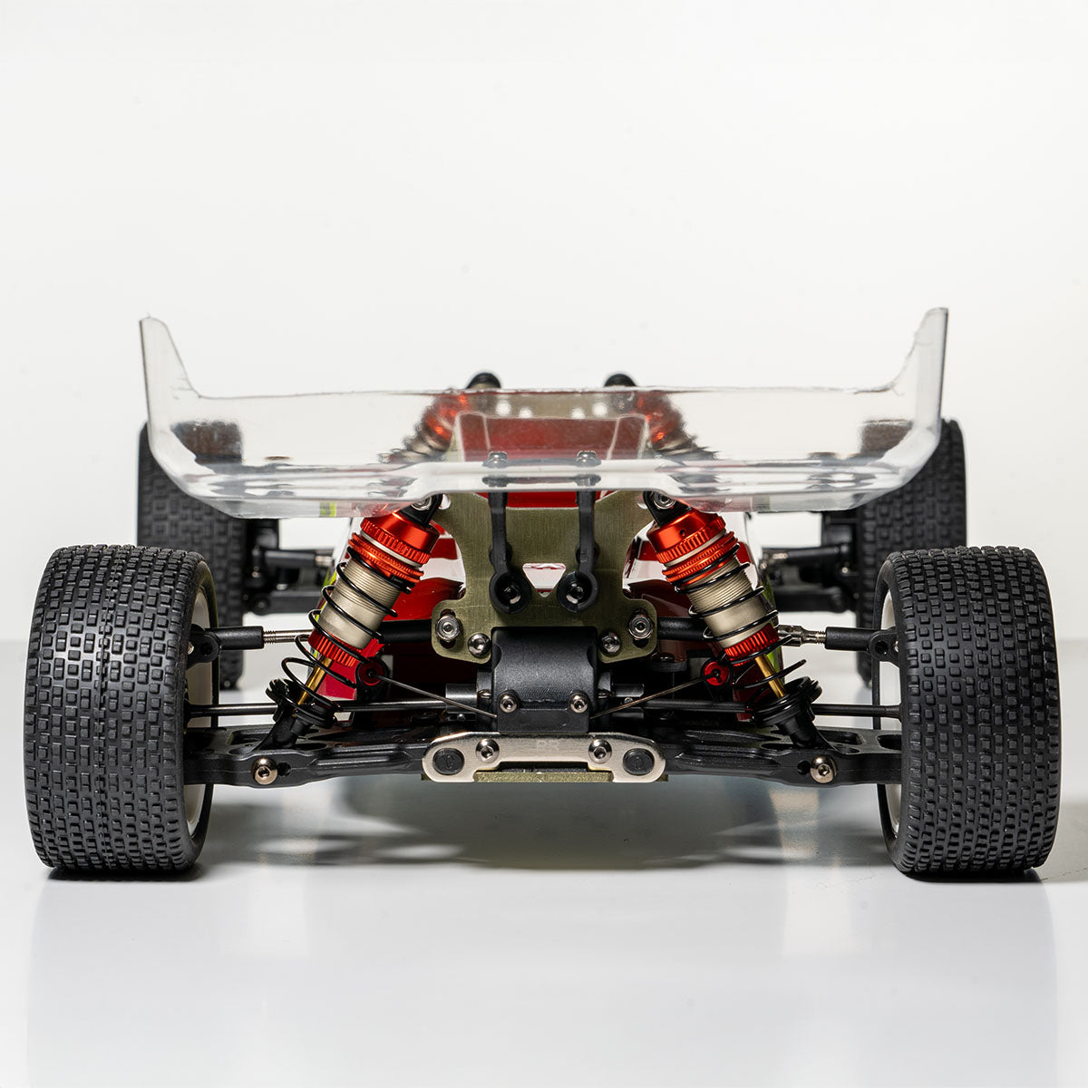 LC Racing LC12B1 1/12 scale RC buggy red and yellow design rear view