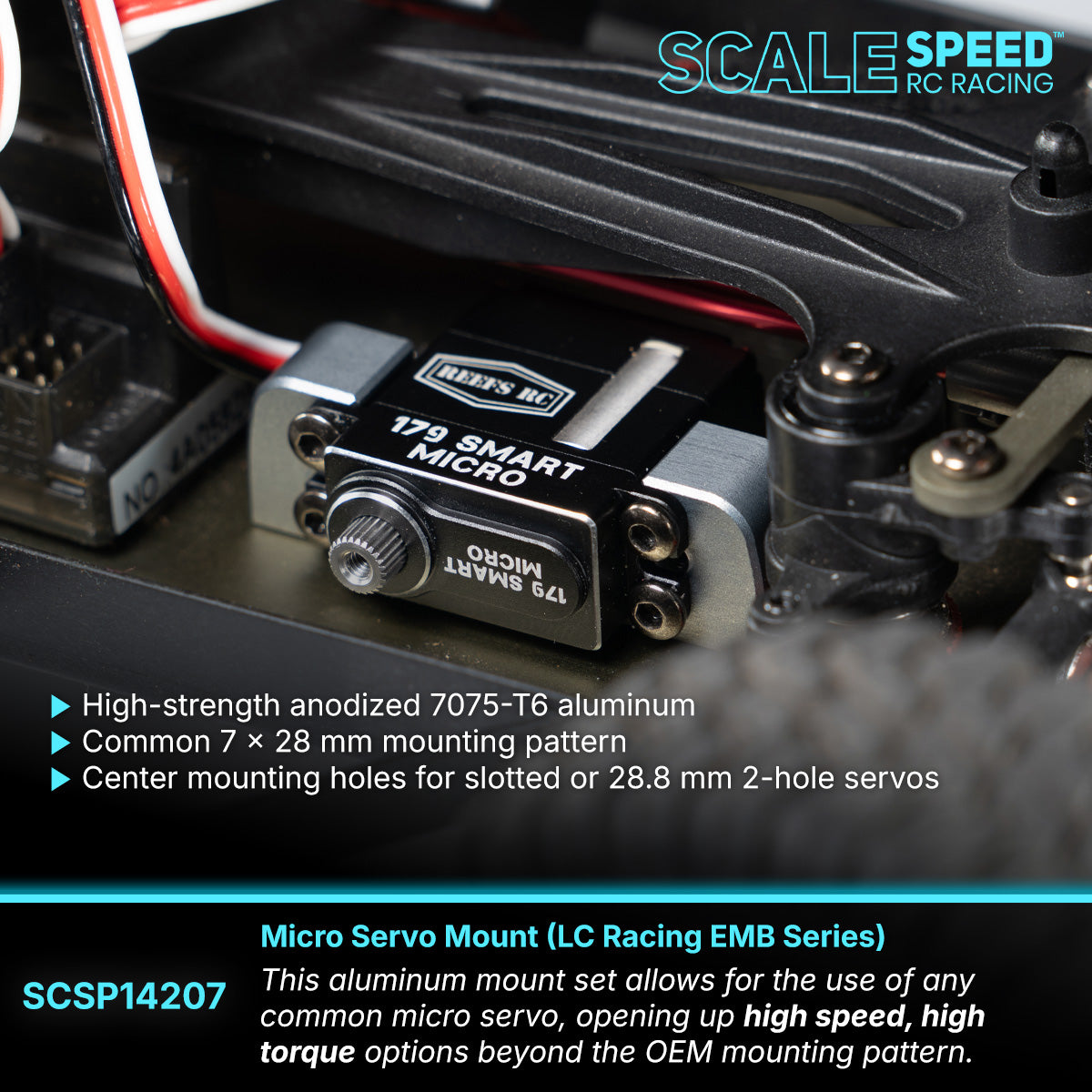 Micro servo mounted to EMB-SC with aluminum mounts