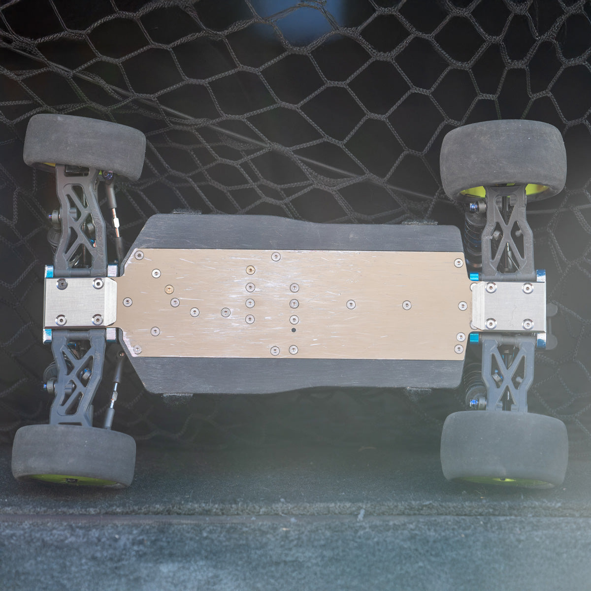 Associated B74 with front and rear Titanium Skid Plates