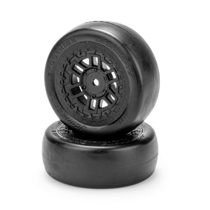 JConcepts 1/14 Smoothie 2 Wheels/Tires, Pre-Mounted, Black, G3 Compound (2 pcs)