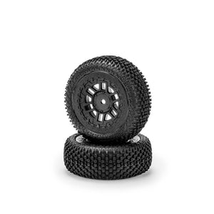 JConcepts 1/14 Choppers Wheels/Tires, Pre-Mounted, Black, Yellow Compound (2 pcs)