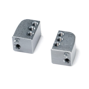 Aluminum servo mounts against white background